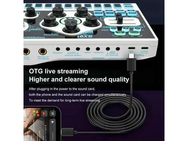 Alt view image 7 of 7 - JAENFONG SX91 Sound Card USB Sound Mixer Professional Audio Mixing Console Amplifier for Live Sing PC Computer Laptop Cellphone