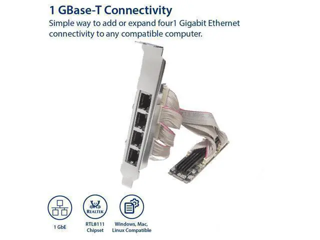 Alt view image 2 of 6 - Vszerda 4 Ports Gigabit M.2 M+B Key Ethernet Card SI-PEX24092