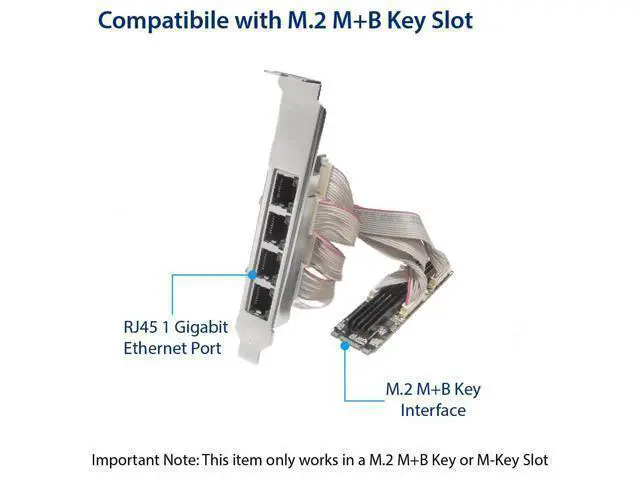 Alt view image 6 of 6 - Vszerda 4 Ports Gigabit M.2 M+B Key Ethernet Card SI-PEX24092