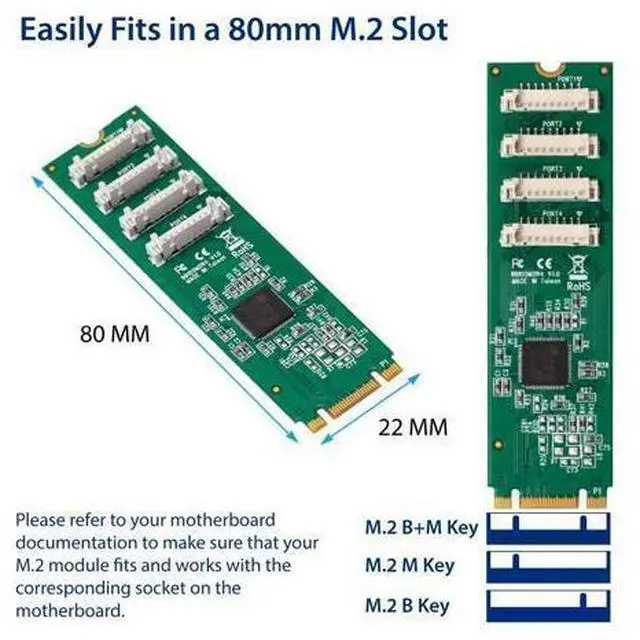 Alt view image 3 of 4 - Vszerda 2 Port RS-232 DB9 Serial M.2 B+M Key Controller Card SY-PEX15066