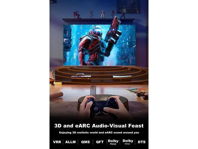 Alt view image 5 of 7 - 8K Long HDMI 2.1 Cable 50ft, Fiber Optic HDMI Cable Braided Cord, High Speed Active HDMI Cable, 48Gbps, 8K@60Hz 4K@120Hz, Dynamic HDR, eARC, HDCP 2.2&2.3, 3D, for HDTV Monitor Game Laptop Xbox PS4/PS5
