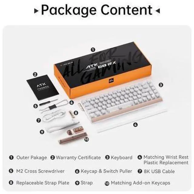 Alt view image 7 of 7 - Vszerda 68 RX Hall Effect Gaming Keyboard, 65% 68-Key Esports Mechanical, Adjustable Magnetic Actuation 0.0053.3 mm in 0.001 mm Steps, Tray-Mount with Aluminum Plate (Black, Primordial Switch)