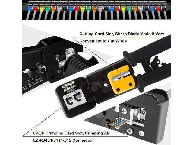 Alt view image 5 of 6 - RJ45/RJ12/RJ11 Computer Crimper Network Tool Kit Cable Tester, Cat5/Cat6 Ethernet Maintenance Crimp Stripper Set, 8P/4P/6P LAN Repair Cutter Suitable for DIY&Household(Black)