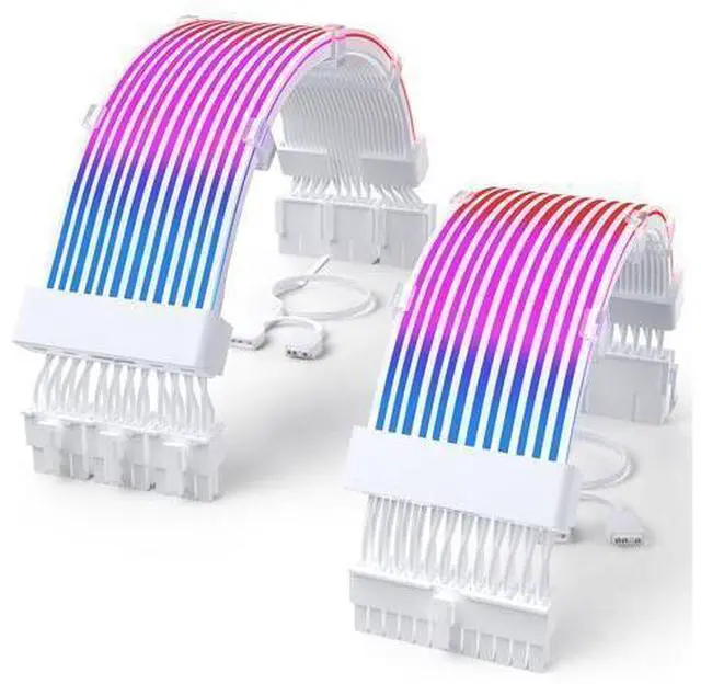 Main image of Vszerda RGB PSU Cable Extension,ARGB PC Power Supply Cable with Soft LED Stripes and PVC Sleeved Extend Cable,16AWG 24 Pin ATX Triple 8 Pin PCIE Set