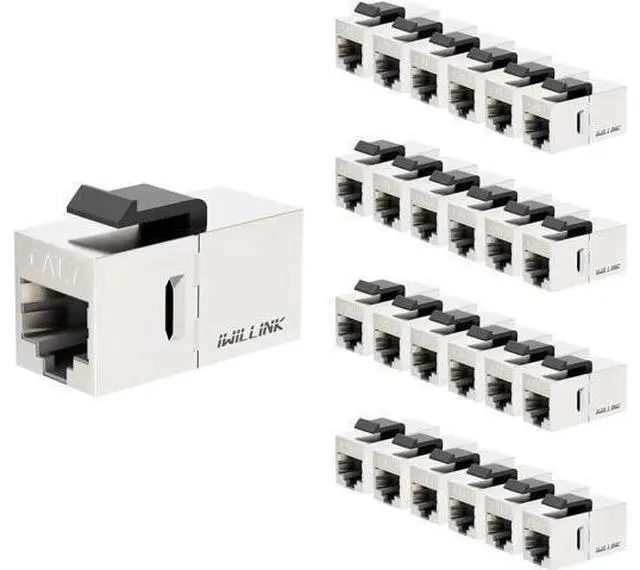 Main image of 10Gbps CAT7 Coupler RJ45 Keystone Shielded Coupler 25-Pack, Ethernet Coupler, Female to Female Keystone Jack, STP Keystone Insert for Cat7/Cat6a/cat6/cat5e Cable