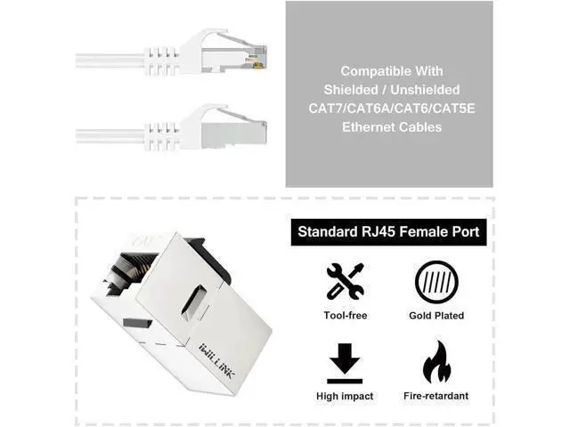 Alt view image 4 of 7 - 10Gbps CAT7 Coupler RJ45 Keystone Shielded Coupler 25-Pack, Ethernet Coupler, Female to Female Keystone Jack, STP Keystone Insert for Cat7/Cat6a/cat6/cat5e Cable