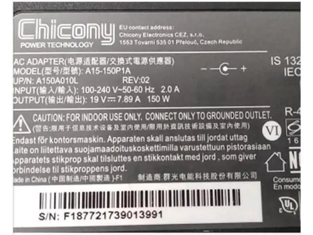Alt view image 2 of 2 - Chicony A15-150P1A 19V 7.89A 150W A150A010L AC Adapter For CLEVO W650KK1 P955EP6 P950HP6 Laptop Power Supply Charger