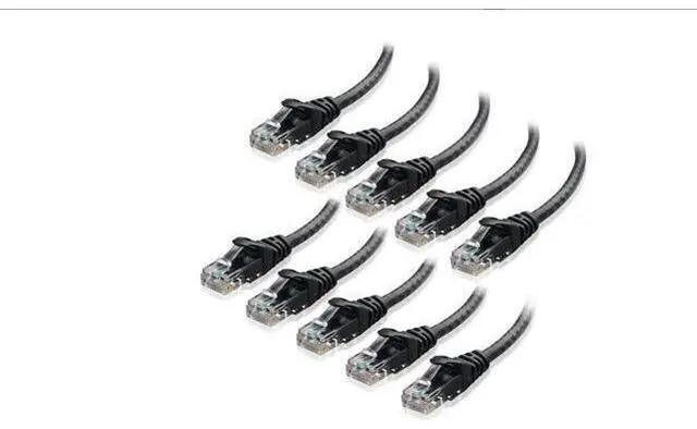 Main image of Cat6 Ethernet Cable - 10 ft - Black - Patch Cable - 10 Pack - Network Cable - Ethernet Cord - Cat 6 Cable - Black- 10ft Pack Of 10 Bare Copper
