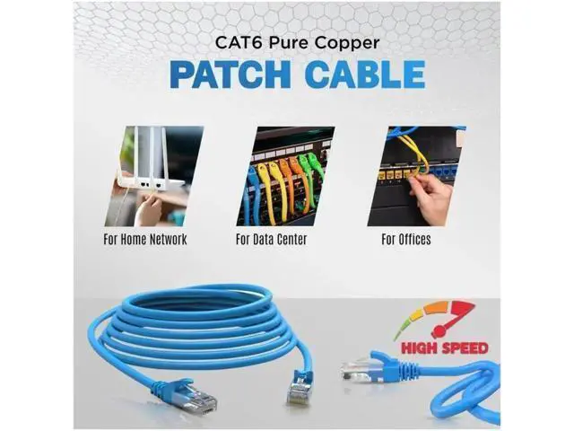 Alt view image 6 of 6 - Cat6 Ethernet Cable - 10 ft - Black - Patch Cable - 10 Pack - Network Cable - Ethernet Cord - Cat 6 Cable - Black- 10ft Pack Of 10 Bare Copper