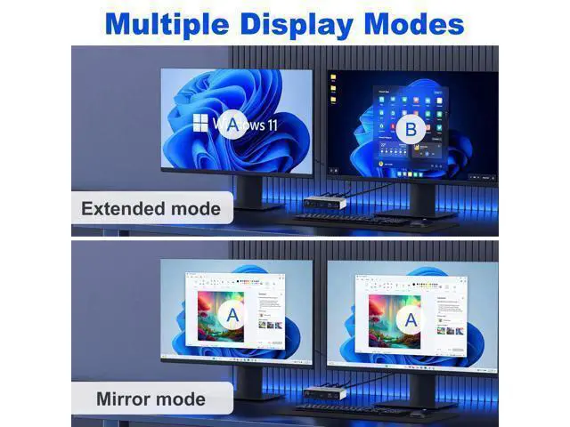 Alt view image 4 of 7 - Vszerda Displayport HDMI KVM Switch 8K@60Hz 2 Monitors 2 Computers, Aluminum with 4 USB 3.0 Ports for 2 Computers Share Dual Monitors Keyboard Mouse Printer with 2 USB Cables/Power Adapter/Controller