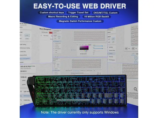 Alt view image 5 of 7 - Vszerda WIN68 HE Mechanical Gaming Keyboard 60%, Hall Effect Magnetic Switch, Fast Trigger Mode Adjustable Actuation, 8000Hz Polling Rate, RGB Backlit, Small Wired Keyboard for Laptop/PC Gamer