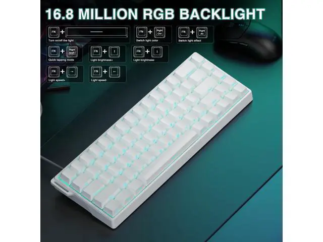 Alt view image 6 of 7 - Vszerda WIN68 HE Mechanical Gaming Keyboard 60%, Hall Effect Magnetic Switch, Fast Trigger Mode Adjustable Actuation, 8000Hz Polling Rate, RGB Backlit, Wired White Keyboard for Laptop/PC Gamer
