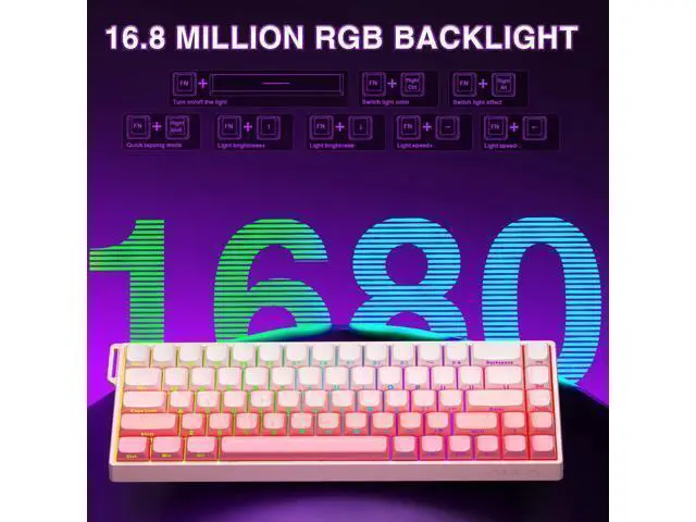 Alt view image 6 of 7 - Vszerda WIN68 HE Mechanical Gaming Keyboard 60%, Hall Effect Magnetic Switch, Fast Trigger Mode Adjustable Actuation, 8000Hz Polling Rate, RGB Backlit, Wired Pink Keyboard for Laptop/PC Gamer