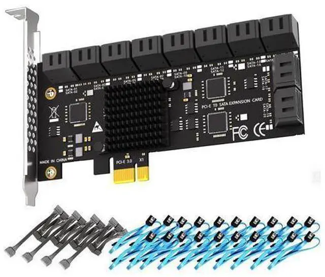 Main image of Vszerda SA3120-C 20-Port PCIe X1 SATA Expansion Card with SATA and Power Cables, Compatible with Windows,Linux,Mac OS,NAS