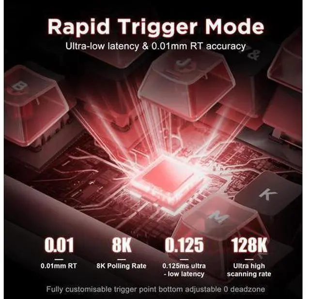 Alt view image 5 of 7 - Vszerda Alux60-60% Mechanical Gaming Keyboard Wired, Magnetic Switch Hot Swappable, Rapid Trigger Hall Effect Magnetic Switches, 8K Hz Polling Rate, RGB Small Keyboard for Mac/Win (Red)