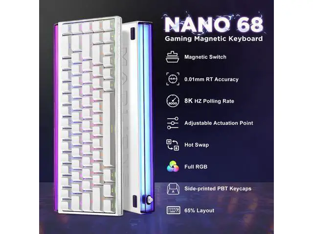 Alt view image 2 of 7 - Vszerda Mad Nano 68 Rapid Trigger Custom Mechanical Keyboard with Hall Effect Magnetic Switch,8K Hz Polling Rate,Side-Printed PBT Keycaps, RGB Backlit 60% QMK Wired Keyboard for Mac/Win