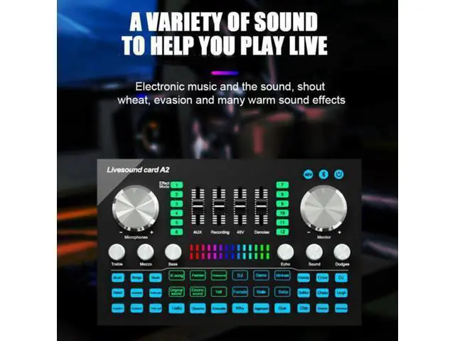 Alt view image 2 of 3 - A2 Live Sound Card Portable Bluetooth Sound Card Profession Adjustable Volume Audio for Music Recording Karaoke Singing