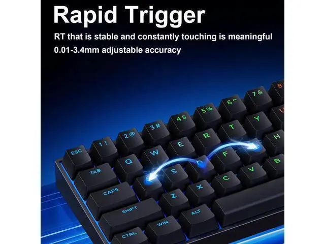 Alt view image 4 of 7 - Vszerd x MCHOSE ACE 60 PRO 60% Wired Magnetic Switch Mechanical Gaming Keyboard, Rapid Trigger Hall Effect Keyboard, Hyper-Fast Adjustable Actuation, 8K Hz Polling Rate, RGB HotSwap, for PC/Mac, Black