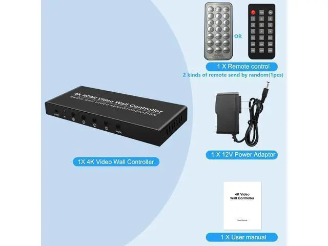 Alt view image 7 of 7 - Vszerda 2x2 HDMI Video Wall Controller,HDMI Video Image Processor Screen Splicing 4K Output TV Wall Processor,4 Way HDMI 180 Degree Rotate 4 TV Screens into 1 Wall Display