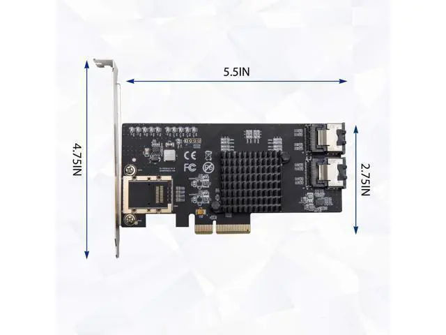 Alt view image 6 of 6 - Vszerda 8 Port SATA III Non-RAID PCI-e x4 Expansion Card Supports FreeNAS and ZFS RAID - Includes Mini SAS to SATA Breack Out Cables (SI-PEX40137)