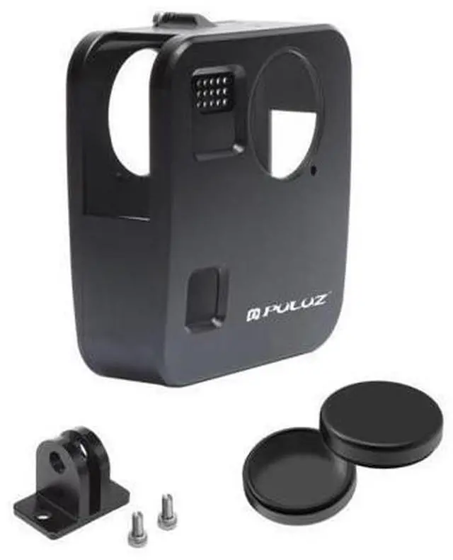 Alt view image 6 of 7 - PULUZ for GoPro Fusion Housing Shell CNC Aluminum Alloy Protective Cage with Basic Mount & Lens Caps(Black)