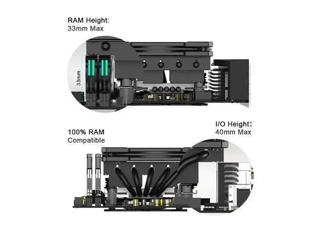 Alt view image 3 of 7 - ID-COOLING IS-55 Black CPU Cooler Low Profile 57mm Height CPU Air Cooler 5 Heatpipes 120x120x15mm Slim Fan, CPU Fan for Intel LGA1851/1700/115X/1200; AMD AM4/AM5