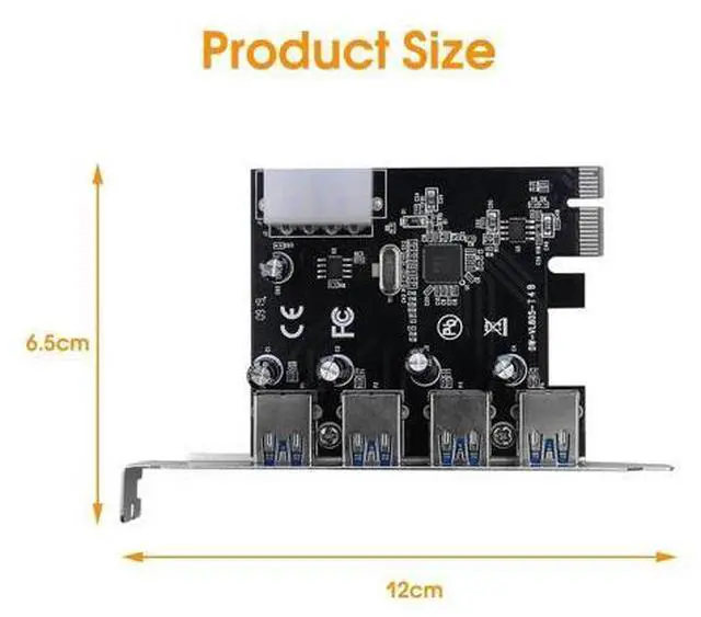 Alt view image 5 of 6 - 4 Port USB 3.0 PCI-e Expansion Card 5 Gbps Speed PCI express PCIe USB 3.0 hub adapter controller USB 3 0 PCIe express 1x Adapter