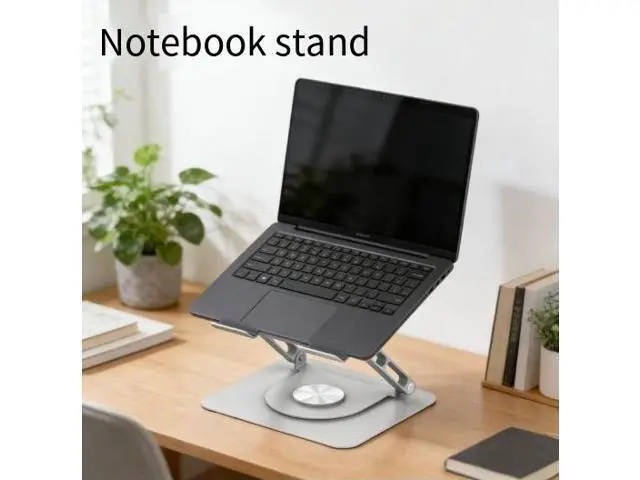 Alt view image 4 of 5 - Carbon steel strip fan notebook stand, rotatable and adjustable for height, with cooling function, foldable and portable, for enhancing the height of the office desk.