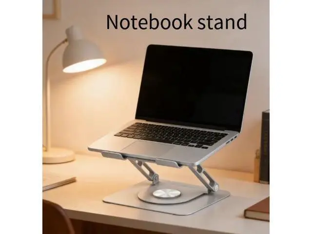 Alt view image 5 of 5 - Carbon steel strip fan notebook stand, rotatable and adjustable for height, with cooling function, foldable and portable, for enhancing the height of the office desk.