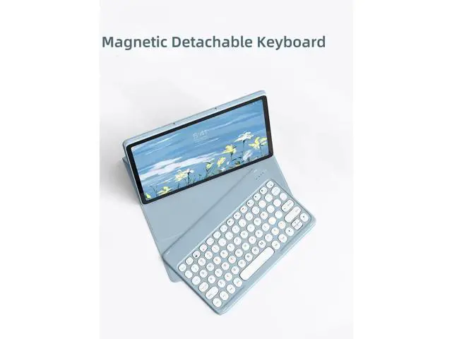 Alt view image 3 of 5 - Keyboard Case for Galaxy Tab A7 Lite 8.7 inch Case with Keyboard and Bluetooth Mouse, Detachable Candy Color Keyboard Cover Round KeyPurple