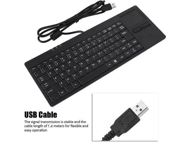 Alt view image 4 of 5 - Acogedor Wired Computer Keyboard, 86 KeysWired USB Keyboard with Touchpad, Anti Slip Mat, USB Cable, HUB Port, Compatible for Windows, PC, Laptop