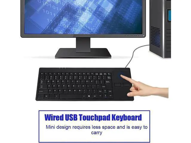 Alt view image 5 of 5 - Acogedor Wired Computer Keyboard, 86 KeysWired USB Keyboard with Touchpad, Anti Slip Mat, USB Cable, HUB Port, Compatible for Windows, PC, Laptop