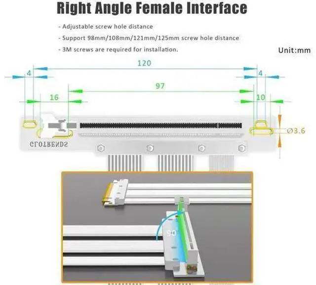 Alt view image 6 of 7 - wusu 300mm PCIe 5.0 Riser Cable for RTX5090 RTX4090 RX9070 RX7900, Compatible with PCIe 5.0/4.0 GPUs, 90 Degree Right Angle for Vertical GPU Mount
