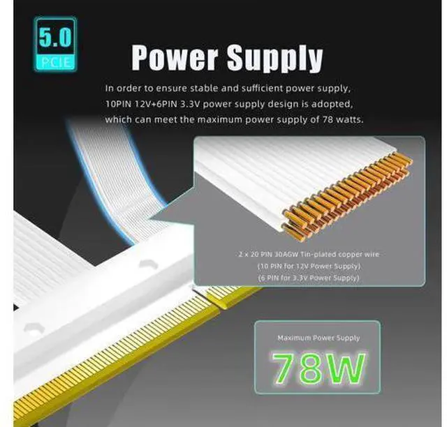 Alt view image 5 of 7 - wusu 300mm PCIe 5.0 Riser Cable for RTX5090 RTX4090 RX9070 RX7900, Compatible with PCIe 5.0/4.0 GPUs, 90 Degree Right Angle for Vertical GPU Mount