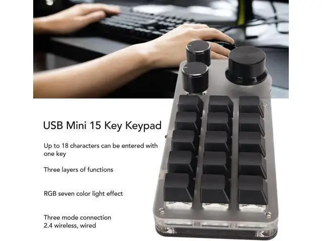 Alt view image 5 of 5 - Mini 15 Keys 3 Knob Small Programmable Macropad Wired Mechanical Keyboard, DIY Programmable Keyboard