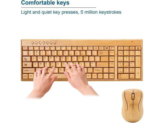 Alt view image 3 of 5 - wusu Keyboard and Mouse, 2.4GHz Plug and Play Bamboo Wood Computer Control Devices, for Win XP, for NT, for Vista, for Win10, for OS X, for Android (Keyboard)