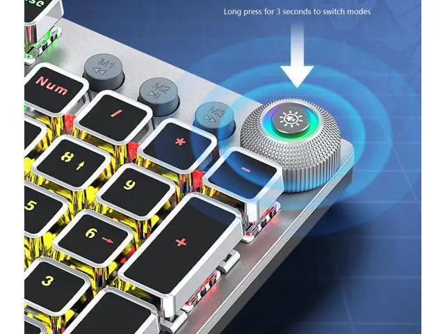 Alt view image 3 of 6 - wusu F2088 Retro Steam-Punk Mechanical Keyboard for Gaming on Desktop Computer with Blue Switches