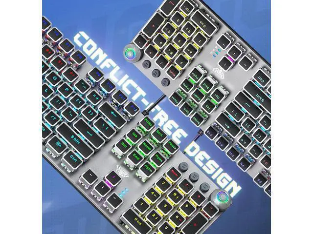 Alt view image 4 of 6 - wusu F2088 Retro Steam-Punk Mechanical Keyboard for Gaming on Desktop Computer with Blue Switches