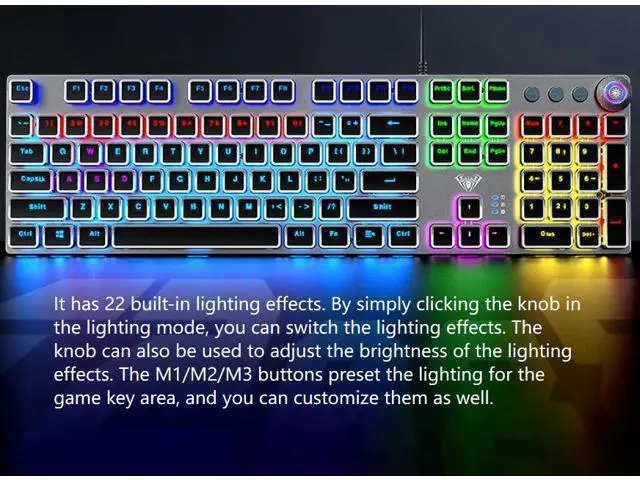Alt view image 5 of 6 - wusu F2088 Retro Steam-Punk Mechanical Keyboard for Gaming on Desktop Computer with Blue Switches