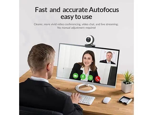 Alt view image 3 of 6 - Streaming 1080P HD Webcam Built in Adjustable Ring Light and Mic. Advanced autofocus AF Web Camera for Google Meet Gamer Facebook YouTube Streamer