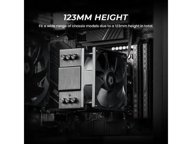 Alt view image 7 of 7 - ID-COOLING SE-903-XT Black 123mm Height CPU Cooler, 3 Direct-Contact Heat Pipes, 92mm PWM Fan, Mini CPU Air Cooler for Intel LGA1700/1851/1200/115X and AMD AM5/AM4 Sockets