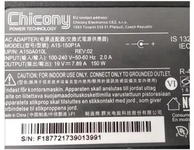 Alt view image 2 of 2 - Chicony A15-150P1A 19V 7.89A 150W A150A010L AC Adapter For CLEVO W650KK1 P955EP6 P950HP6 Laptop Power Supply Charger