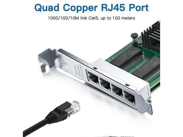 Alt view image 2 of 6 - Vszerda Gigabit 4 Port NIC with Intel I350 Chip, 1Gb Network Card Compare to Intel I350-T4 NIC, Quad RJ45 Ports, PCI Express 2.1 X4, Ethernet Card with Low Profile for Windows/Windows Server/Linux