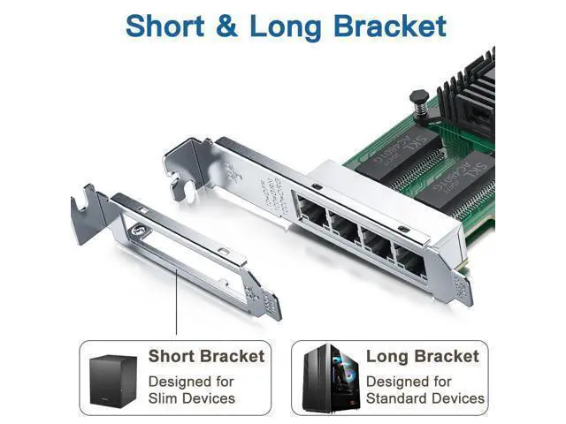 Alt view image 3 of 6 - Vszerda Gigabit 4 Port NIC with Intel I350 Chip, 1Gb Network Card Compare to Intel I350-T4 NIC, Quad RJ45 Ports, PCI Express 2.1 X4, Ethernet Card with Low Profile for Windows/Windows Server/Linux