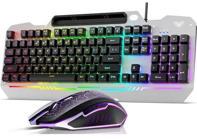 Main image of Keyboard, T102 104 Keys Gaming Keyboard and Mouse Combo with RGB Backlit Number Pad, All-Metal Panel Waterproof Light Up PC Keyboard,USB Wired Computer Keyboards Gaming for Win XP/7/8/10 PC Gamer