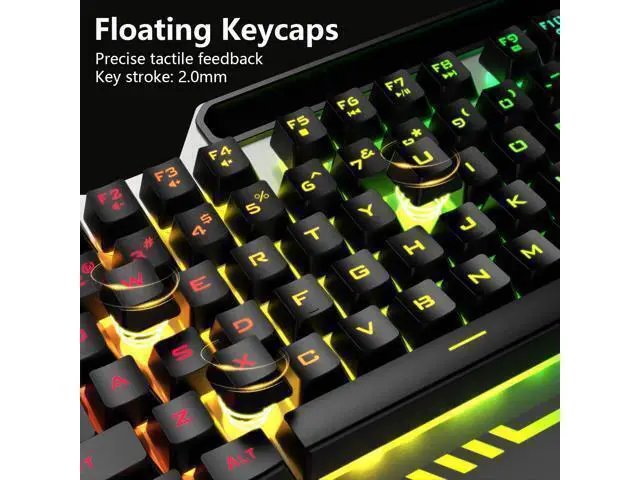 Alt view image 5 of 7 - Keyboard, T102 104 Keys Gaming Keyboard and Mouse Combo with RGB Backlit Number Pad, All-Metal Panel Waterproof Light Up PC Keyboard,USB Wired Computer Keyboards Gaming for Win XP/7/8/10 PC Gamer