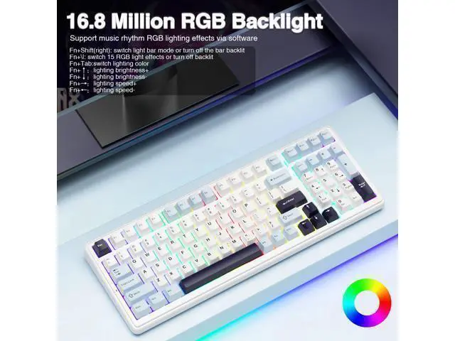 Alt view image 4 of 7 - Vszerda F99 Wireless Mechanical Keyboard, Hot Swappable Custom Keyboard,Pre-lubed Linear Switches,Gasket Structure,RGB Backlit Gaming Keyboard (Blue&White)