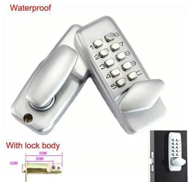 Main image of Waterproof Mechanical Digital Coded Door Lock Keyless Push Button keypad with 60mm Latch Manual Door Lock