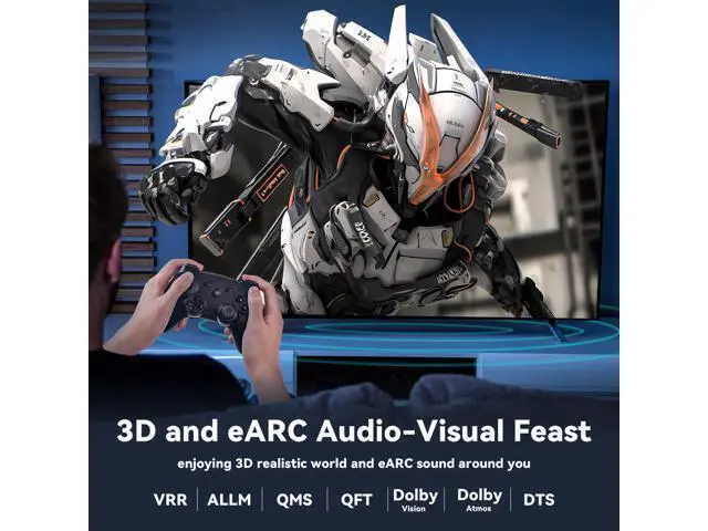 Alt view image 4 of 7 - Vszerda 8K Fiber Optic HDMI 2.1 Cable 40ft, Long Active HDMI Cable, High Speed Fiber HDMI Cord, 48Gbps, 8K@60Hz 4K@120Hz, Dynamic HDR, eARC, HDCP 2.2&2.3, 3D, for HDTV Monitor Game Laptop Home Theatre