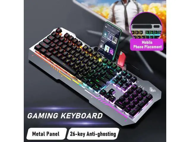 Alt view image 3 of 7 - F3010 Mechanical Keyboard Mobile Phone Holder Mutliple Background Light USB Wired Gaming Keyboard
